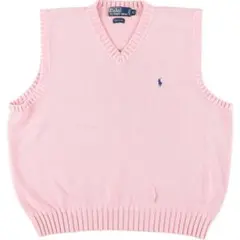 Polo by Ralph Lauren ピンク Vネック ベスト XL