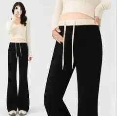 ハイウエスト ロング丈 カジュアル マタニティパンツ