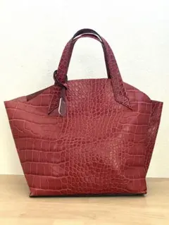 FURLA クロコ型押し トートバッグ レッドのサムネイル