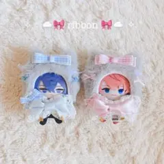 【グレー×ピンク】にじぱぺっと ぬい服 10cm 帽子 被り物 着ぐるみ