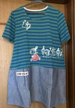 ムーミン　ミー ストライプデザインのチュニック型エプロン