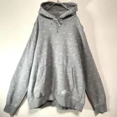 NIKE フーディー パーカー スウェット M 刺繍ロゴ グレー プルオーバー