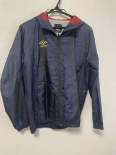 アンブロ ナイロンジャケット S ウインドブレーカー ネイビー フード付き