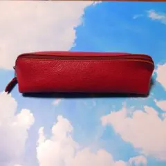 イルビゾンテ　美品　赤　ペンケース　筆入　筆箱　本革　レザー