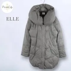 【ELLE】ボリュームカラーダウンコート 肉厚 ベルト付き 軽量アウター L