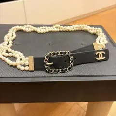 CHANEL ココマーク　20A パール チェーン レザー ベルトのサムネイル