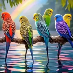 ダイヤモンドアート　インコの集会