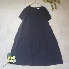 美品】NEMIKA ネミカ ネイビー 半袖 異素材切り替え ワンピース - メルカリ