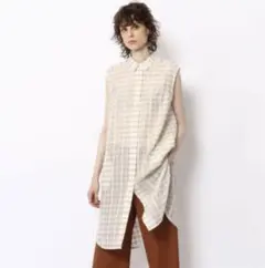 トゥモローランド 定価28,080円 シルク チェック柄 シャツロングワンピース