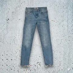 00'sy2k ZARA スキニーデニム カットオフ ライトブルー パンク 古着