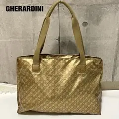 ゲラルディーニ トートバッグ ロゴモチーフ イタリア製 ソフティ A4収納 金色