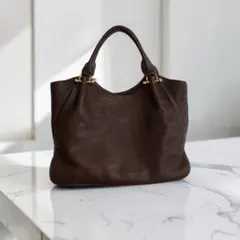 kitamura【キタムラ】Kロゴ型押し 本革レザートートバッグ ダークブラウンのサムネイル