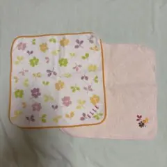【ELLE 】花柄タオル 約25cm×約25㎝　2枚セット