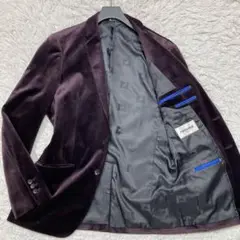 未使用級 レノマオム テーラードジャケット ベロア 濃い紫 Lサイズ 総裏