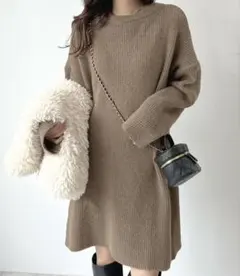 ニットワンピース 長袖 ミニ