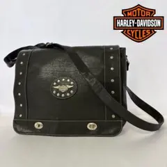 ハーレーダビッドソン　レザーボディバッグ　スタッズ ハーレーダビッドソン レザー スタッズ ウエストバッグ バイカーズ 黒