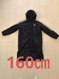 adidas ネイビー ベンチコート フード付き　160㎝