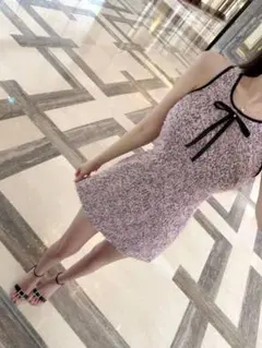 リボン付きピンクミニワンピース 夏服のサムネイル