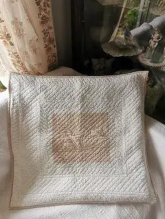 ヴィンテージフランス ブティキルト風 バードレリーフ 67㎝大型クッションカバー