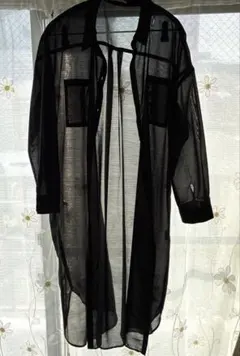 シースルー黒長袖シャツ Lサイズ