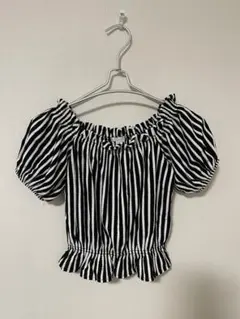 H&M ストライプ オフショルダー 半袖トップス　XS