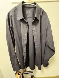 【美品】無印良品 洗いざらしブロード 長袖シャツ 黒 XL