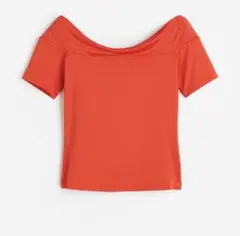 タグ付き！完売品！H&M◆オフショルダートップス　レッド　オレンジ