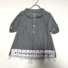 OLLEBOREBLA アルベロベロ ギンガムチェック　シャツ　ブタさん　刺繍のサムネイル