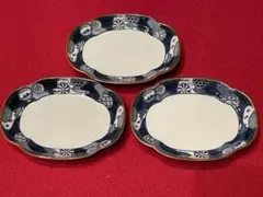 ◉セール！レア　有田焼　掛ノ谷　楕円　中皿3枚　丸紋 縁起物