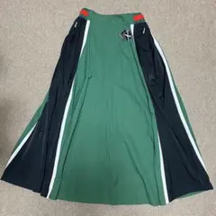 マウジー ロングフレアースカート ラインあり　黒×グリーンのサムネイル