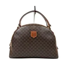 【美品】セリーヌ　ハンドバッグ　トリオンフ　マカダム柄　PVC　革　ブラウン