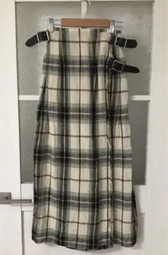 オニールオブダブリン リネンキルトスカート ダブルワイドベルト UK8
