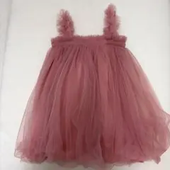 ピンクチュールワンピース フリル付き
