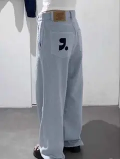 Rest & Recreationストライプ水色ワイドレッグパンツ
