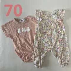 春色❃︎ miffy❃︎ 花柄UNIQLOロンパース　セット