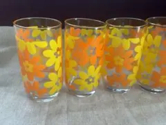 グラス　6つセット　昭和　レトロ　食器 花