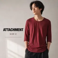 アタッチメント ATTACHMENT 5分袖Tシャツ ワインレッド 色落ち 2のサムネイル