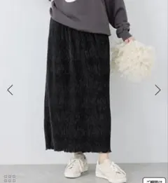 ROPÉ PICNICロペピクニック　ベロアプリーツタイトロングスカートブラック