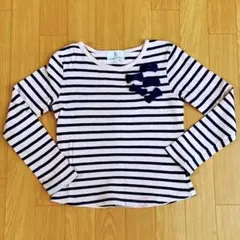 120〜130 KUMIKYOKU カットソー ピンク×ネイビー ボーダー