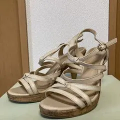 Pool side ベージュ ヒールサンダル ストラップ付き 約10cmヒール