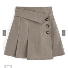 インパン裏地付きアシンメトリーミニスカート　ベージュ　Sサイズ　ミニスカート