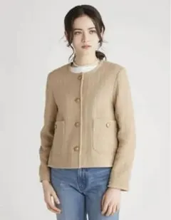 Mila Owen ノーカラーAライン金釦ツイードジャケット