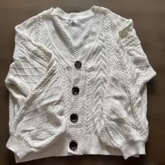 イング　ingni 白　ホワイト　カーディガン　レース　秋　冬　服