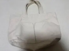 アイボリー ポケット付き トートバッグ マザーズバッグ キャンバスバッグ