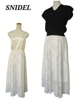 【美品】綺麗め スナイデル ニット レイヤード 花柄プリント ワンピース 透け感