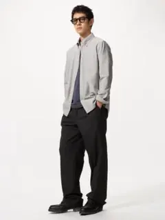 美品 24年モデル ユニクロ タックワイドパンツ 丈長め ブラック M