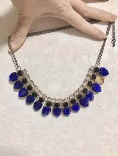 ネックレス　大ぶり　ブルー　青　パーツ　手芸材料