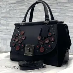 極希少　美品 コーチ 2way　 ハンドバッグ ドリフター　フラワー スタッズ