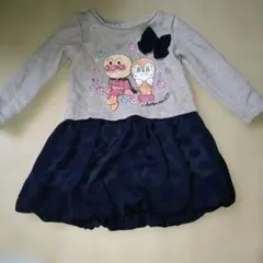 【送料込】ベビー服 アンパンマン ドキンちゃん ワンピース ネイビー グレー