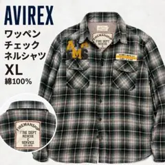 ✨AVIREX✨ ワッペン チェック ネルシャツ XL 綿100%のサムネイル